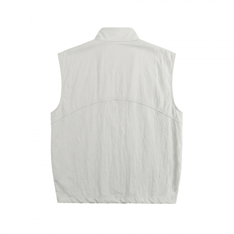Unisex Kastenförmige wattierte Ärmellose Weste mit hohem Stehkragen, verdeckter Druckknopfleiste und Pattentaschen Shop Nory