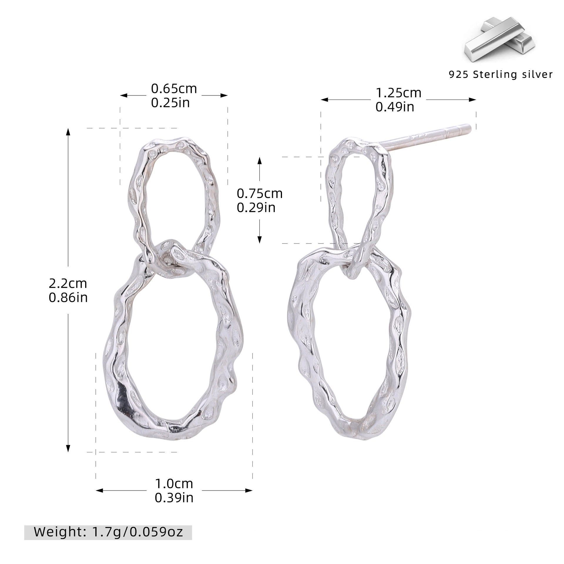 Damen Ohrhänger im modernen, organischen Design aus hochwertigem 925 Sterling Silber Shop Nory