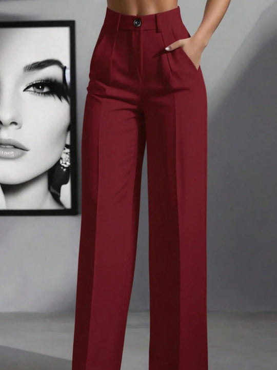 Damen elegante weite Bundfaltenhose