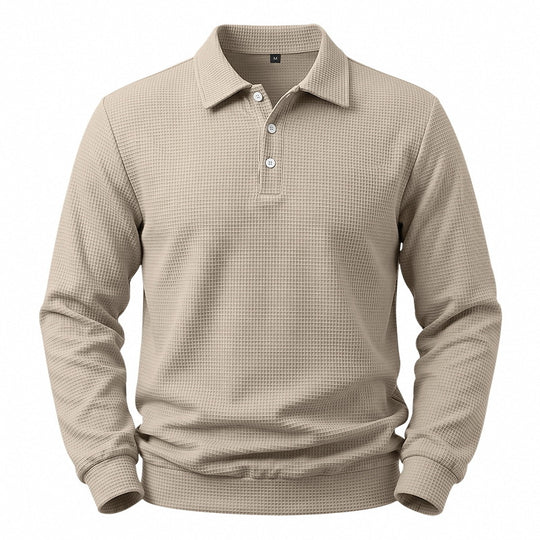 Herren Langarm-Poloshirt mit Waffelstruktur und Baumwollmix Shop Nory