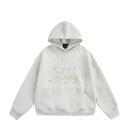 Unisex Oversize Kapuzenpullover mit Perlen‑ und Strassapplikation Shop Nory