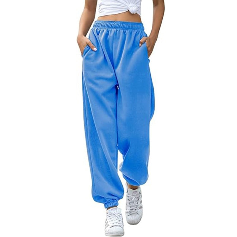 Damen nan Cozy-Sweat-Palazzohose mit hohem Komfortbund, integriertem Kordelzug und gerafften Knöchelabschlüssen Shop Nory