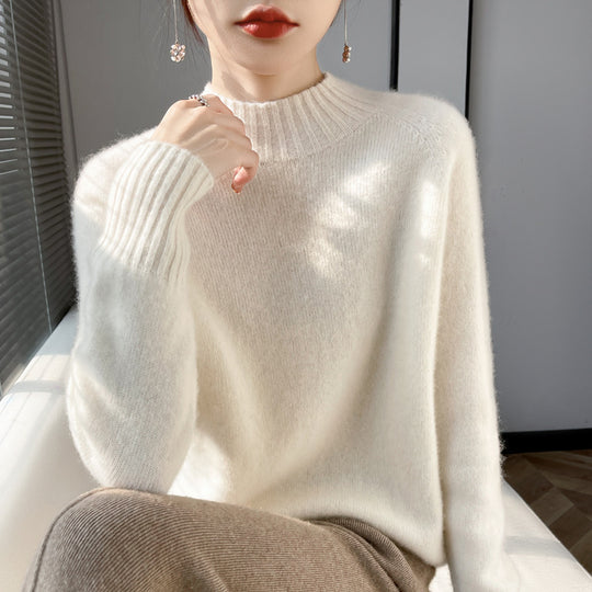 Damen Kurz-Mockneck-Pullover aus flauschigem Mohair-Mix mit kastiger Silhouette Shop Nory