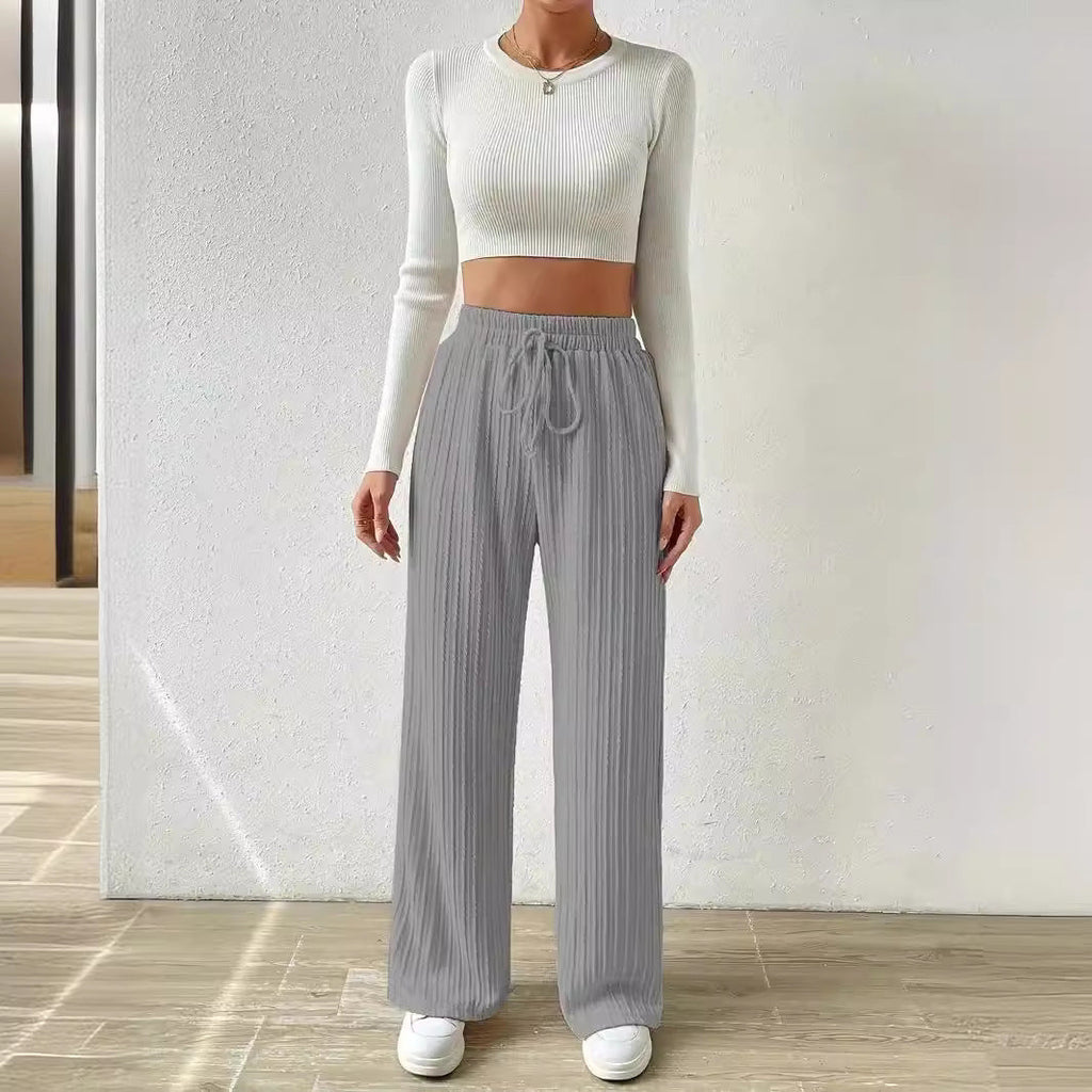 Damen Lässige Stretch-Hose mit elastischem Bund und praktischer Kordel