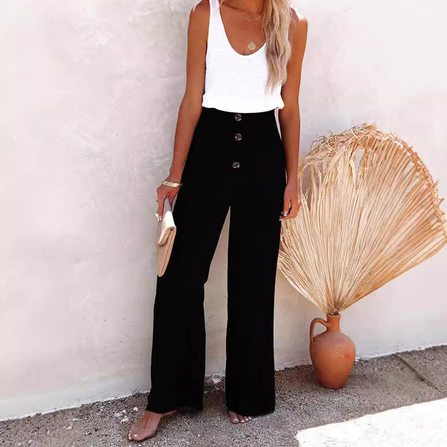 Damen Hoch geschnittene, weit geschnittene Sommerhose Shopnory