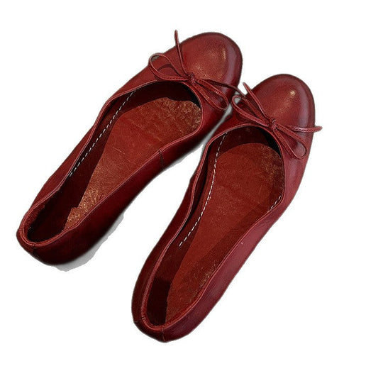Damen Ballerina Schuhe aus weichem Leder mit elegantem Schleifendetail