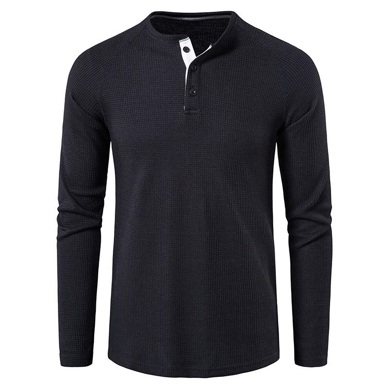 Herren nan strukturiertes Henley-Langarmshirt mit Waffelstruktur, Halbknopfleiste und Raglanärmeln Shop Nory