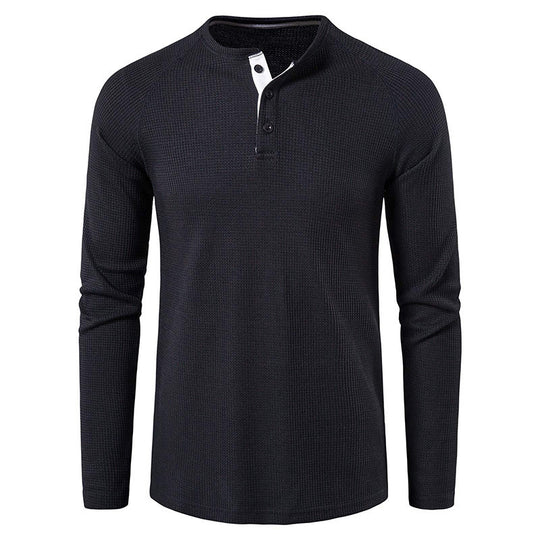 Herren nan strukturiertes Henley-Langarmshirt mit Waffelstruktur, Halbknopfleiste und Raglanärmeln Shop Nory