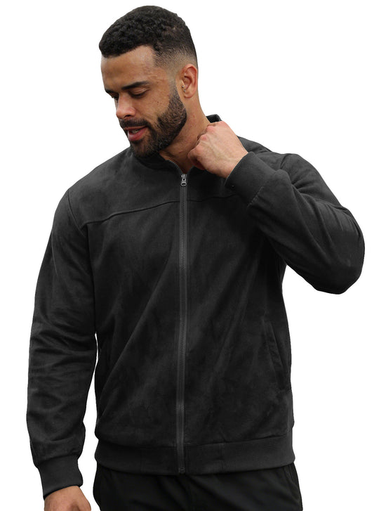 Herren Velours-Trainingsjacke mit Reißverschluss und Stehkragen Shop Nory