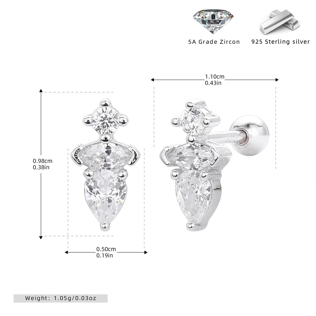 Damen Ohrstecker mit luxuriösem Zirkonbesatz aus 925 Sterling Silber Shop Nory