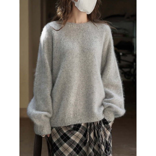 Damen Flauschiger Oversize-Mohair‑Optik Pullover mit Rippbündchen Shop Nory