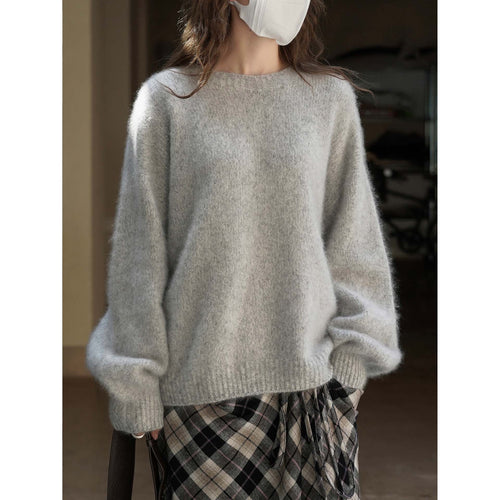 Damen Flauschiger Oversize-Mohair‑Optik Pullover mit Rippbündchen Shop Nory