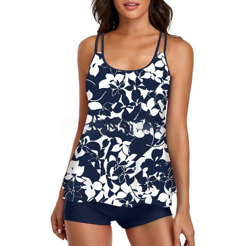 Damen Sportliches Tankini-Set mit bequemem Shorts und verstellbaren Trägern Shopnory