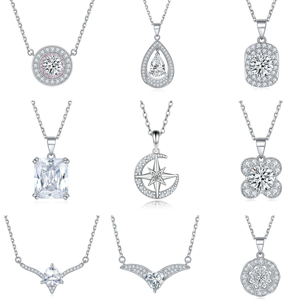 Damen Anhänger mit funkelndem Zirkonia-Rahmen und eleganter Kettenstruktur Shop Nory