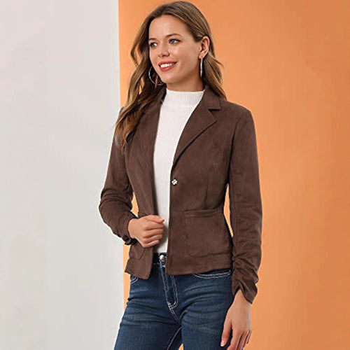 Damen Eleganter Velours-Blazer mit schmaler Passform Shop Nory