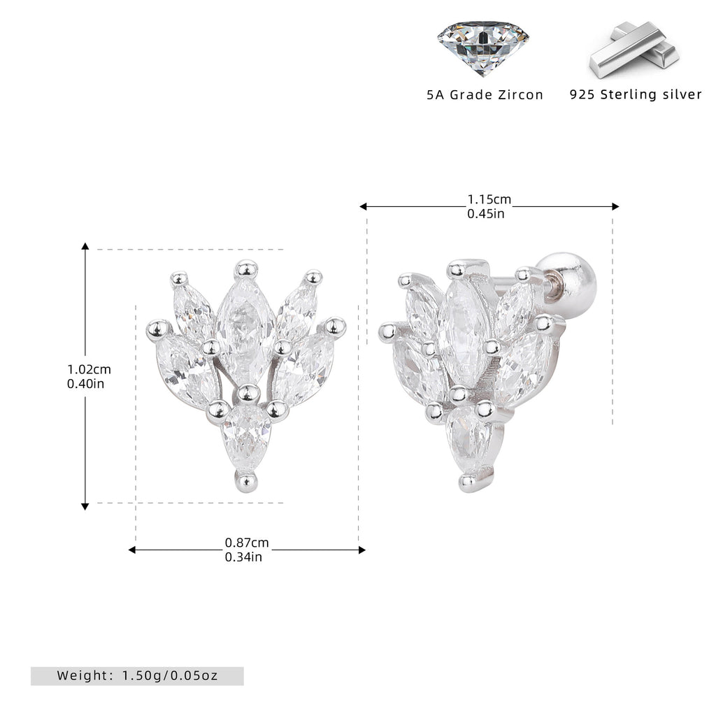 Damen Ohrstecker mit luxuriösem Zirkon-Anordnung aus 925 Sterling Silber Shop Nory