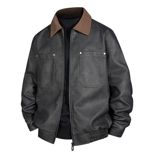 Herren Kurzjacke aus Veloursleder-Imitat mit geripptem Kragen und aufgesetzten Brusttaschen Shop Nory