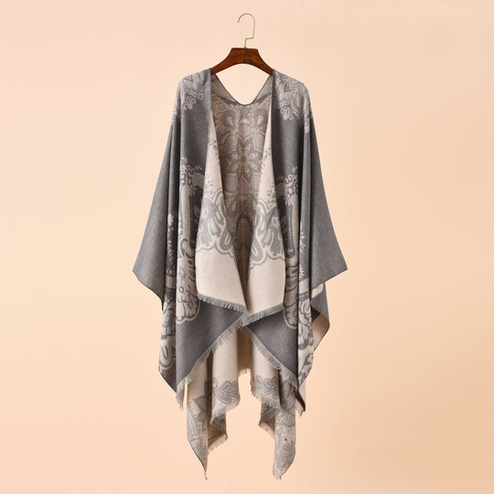 Damen Leichter Jacquard-Überwurf mit kaschmirähnlichem Griff und Fransensaum Shop Nory