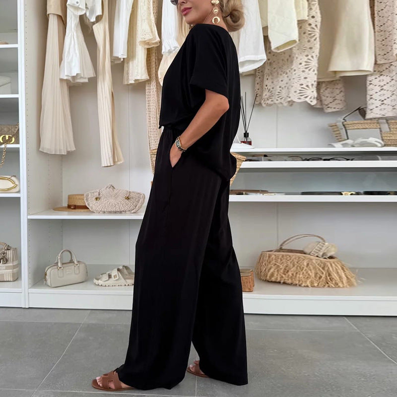 Damen Lässiger Jumpsuit mit weitem Bein und Taillenzug