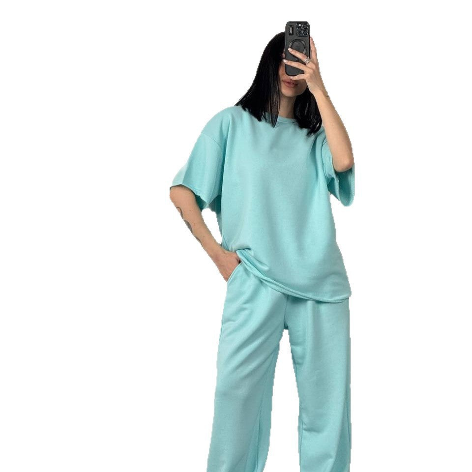 Damen Bequemes Loungewear-Set mit weit geschnittenem Oberteil und lässigen Hosen Shopnory