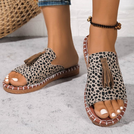 Damen Offene Pantoletten mit Quaste im Espadrille‑Stil Shop Nory
