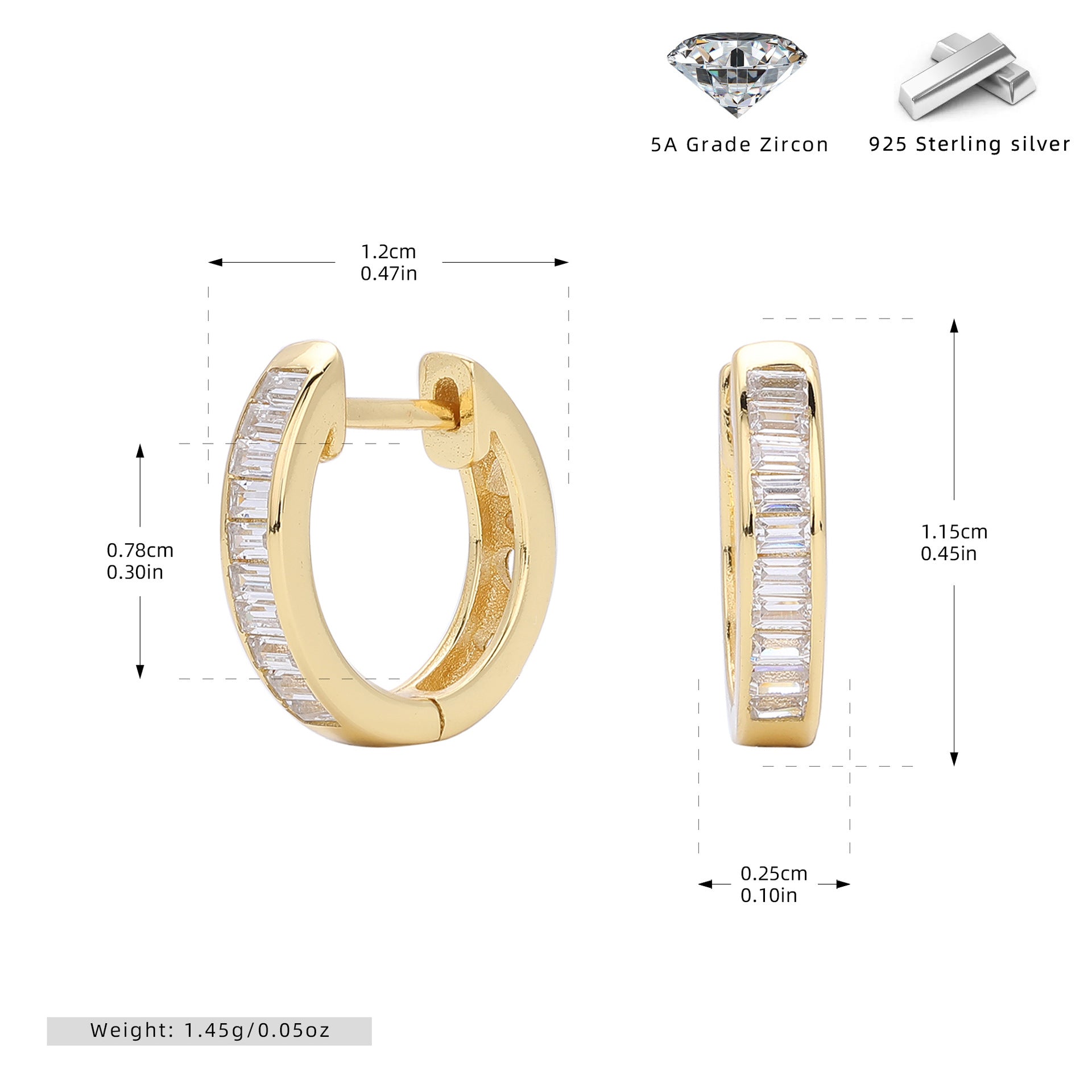 Damen Creolenohrringe mit luxuriösem Zirkonbesatz aus 925 Sterling Silber Shop Nory