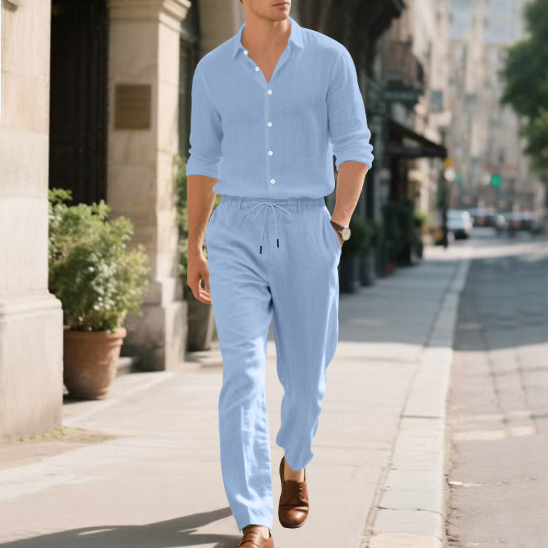 Herren lässige Leinen-Hose mit verstellbarem Kordelzug und modernem Schnitt
