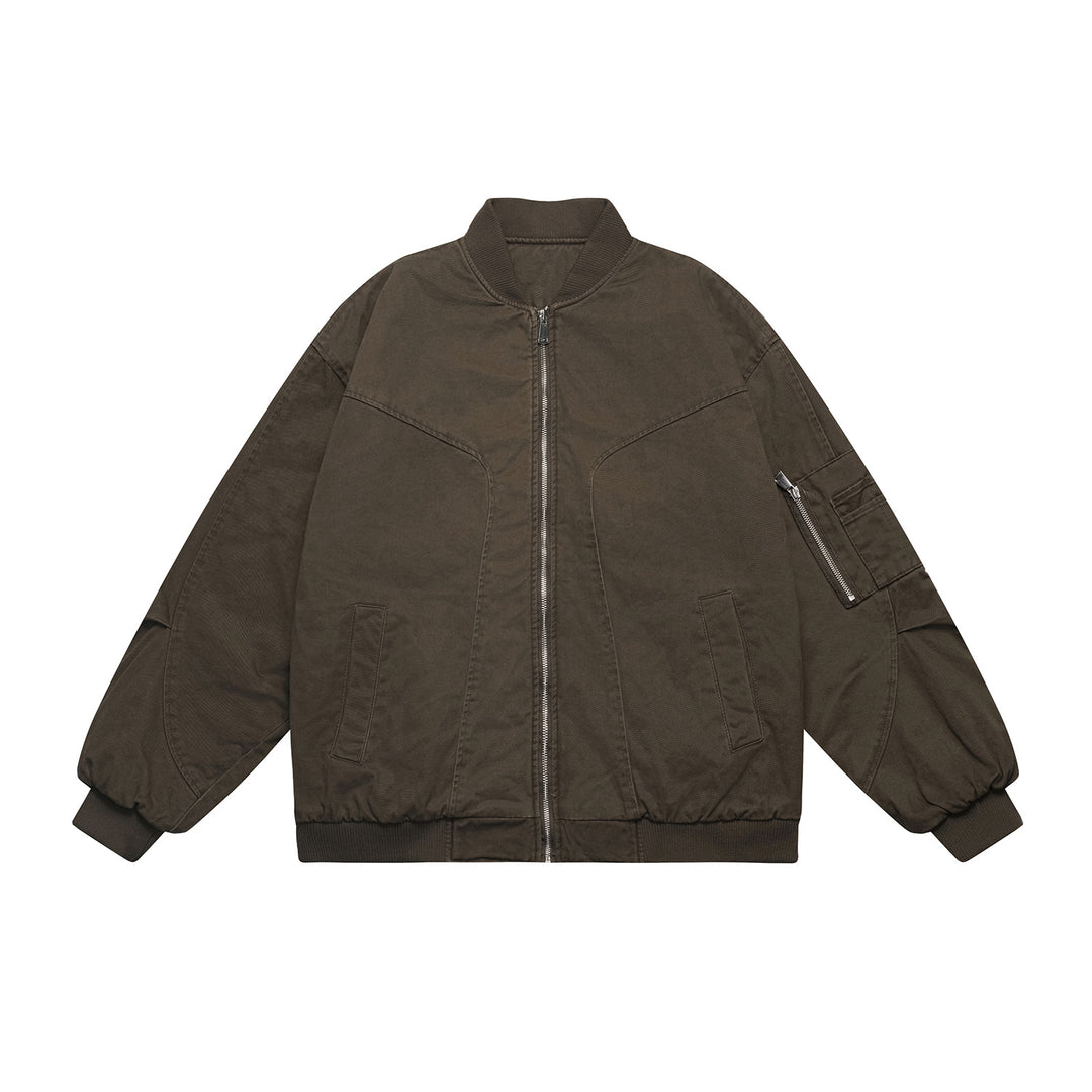 Unisex Oversize Utility‑Bomberjacke mit Ärmeltasche, elastischem Saum und verdeckten Eingriffstaschen Shop Nory