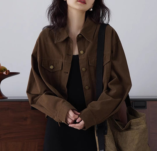 Damen Modische Oversized-Jacke mit Knöpfen und praktischen Taschen Shop Nory