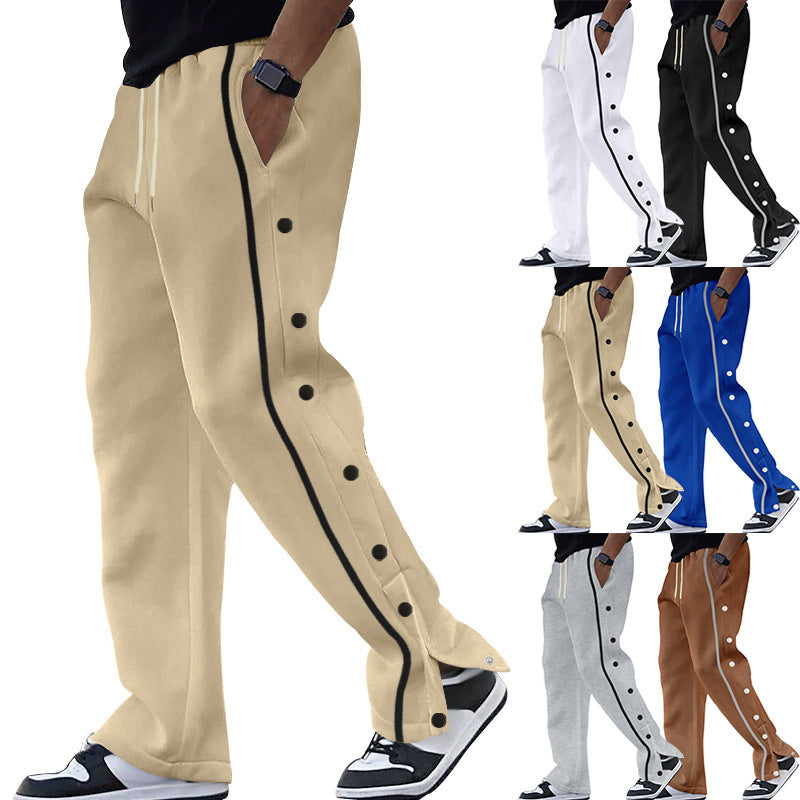 Herren Seitenknopf-Jogginghose mit Kontraststreifen und Kordelzug Shop Nory