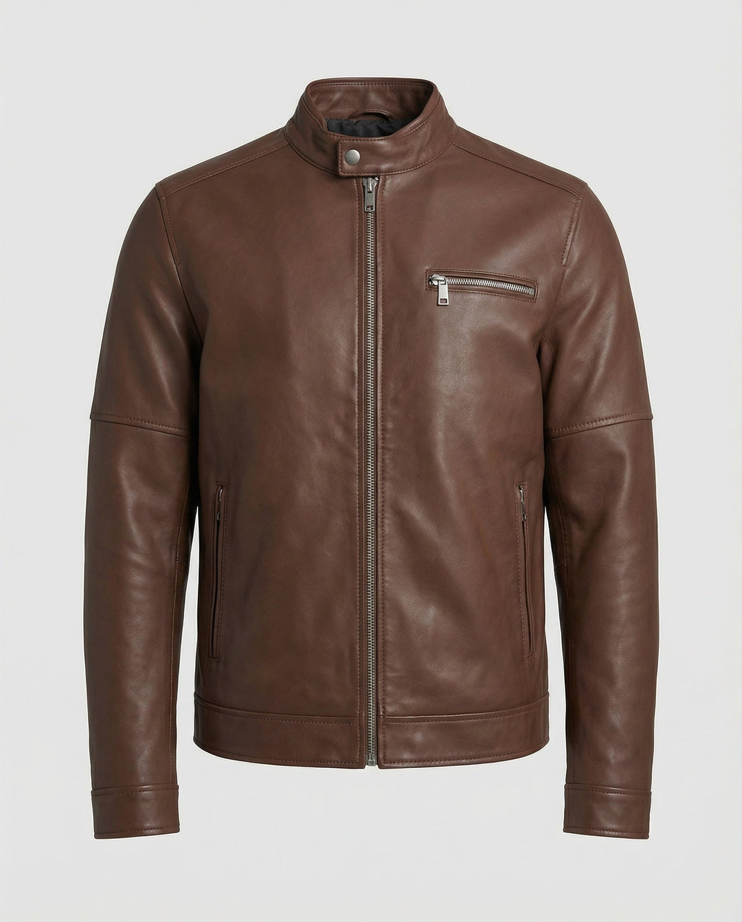 Herren moderne Kunstlederjacke mit Reißverschlüssen