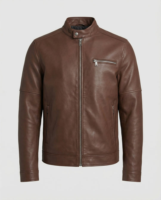 Herren moderne Kunstlederjacke mit Reißverschlüssen