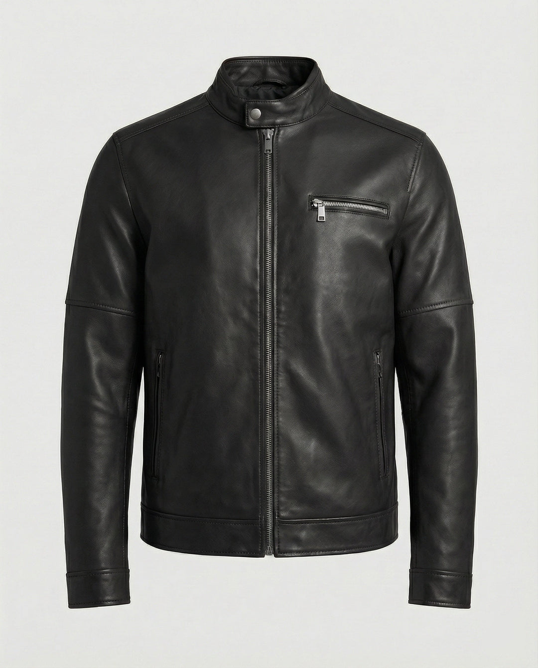 Herren moderne Kunstlederjacke mit Reißverschlüssen
