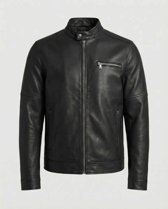 Herren moderne Kunstlederjacke mit Reißverschlüssen