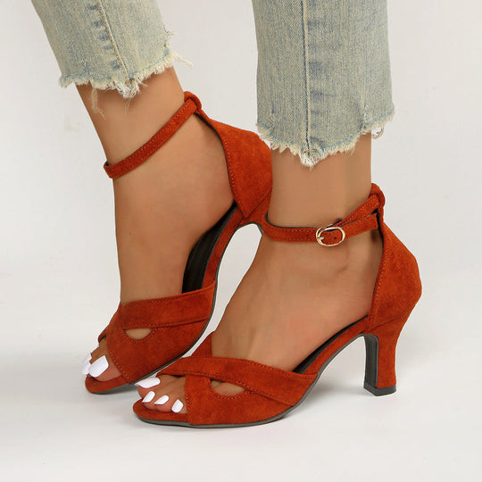 Damen elegante Sandalen mit geschlungenem Riemen und komfortablem Blockabsatz Shopnory