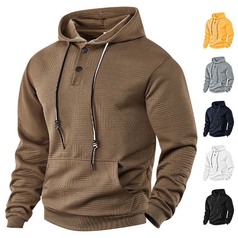 Herren Texturierter Kapuzenpullover mit gesteppter Patchstruktur und Druckknopfleiste Shop Nory