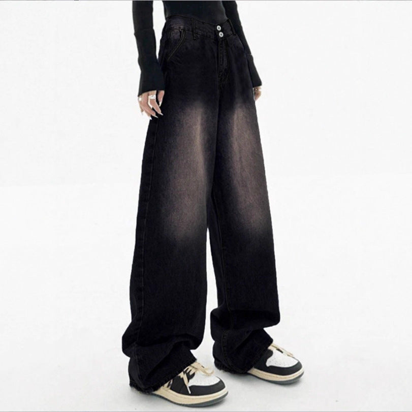 Damen Hochtaillierte Baggy-Jeans aus Denim mit extra weitem Bein und Used‑Fade Shop Nory