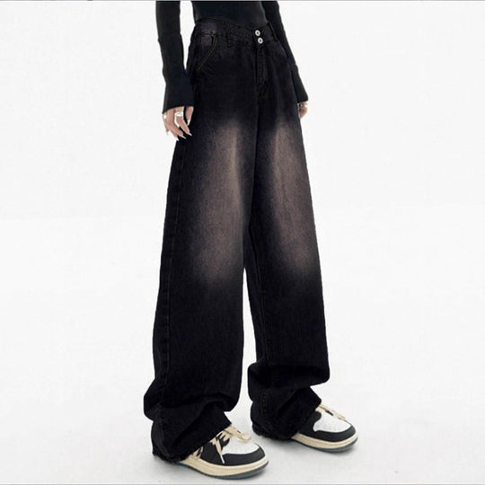 Damen Hochtaillierte Baggy-Jeans aus Denim mit extra weitem Bein und Used‑Fade Shop Nory