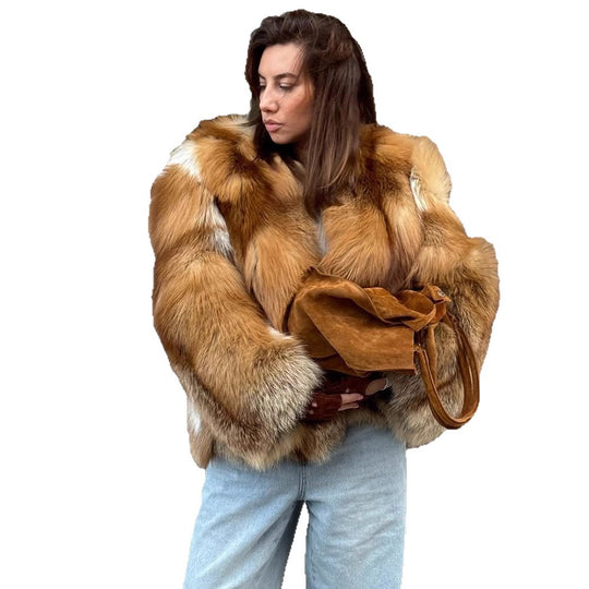 Damen Boxy-Kurzmantel im Multi-Layer Fauxfur-Look mit voluminösen Ärmeln Shop Nory