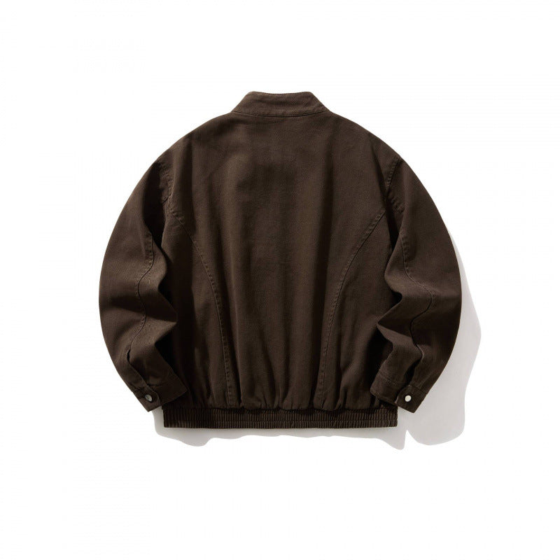 Herren Kurzer Utility-Blouson aus robustem Canvas mit Stehkragen, verdecktem Frontreißverschluss und elastischem Tunnelzugsaum Shop Nory
