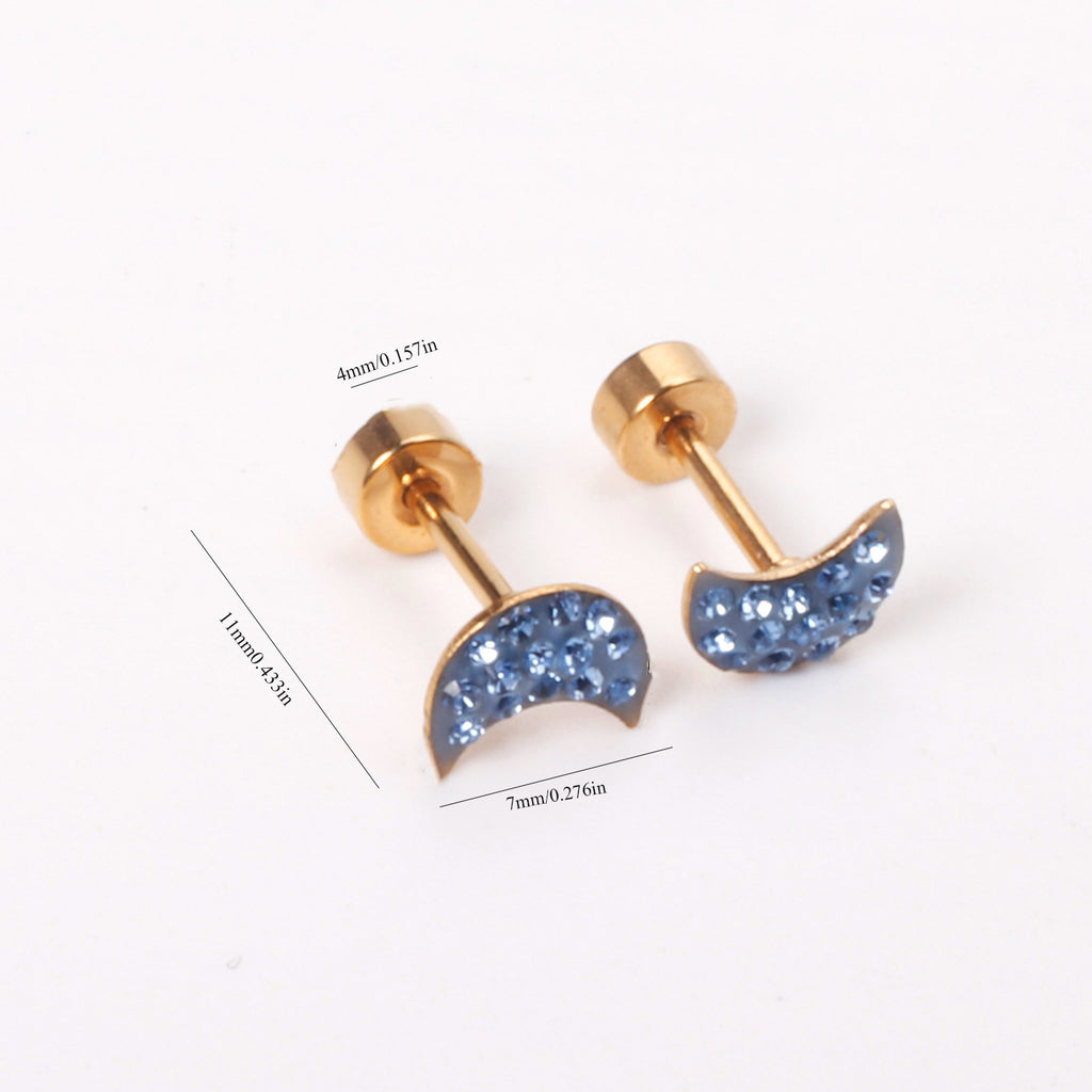 Damen Ohrstecker im Monddesign mit funkelnden Kristallen Shop Nory