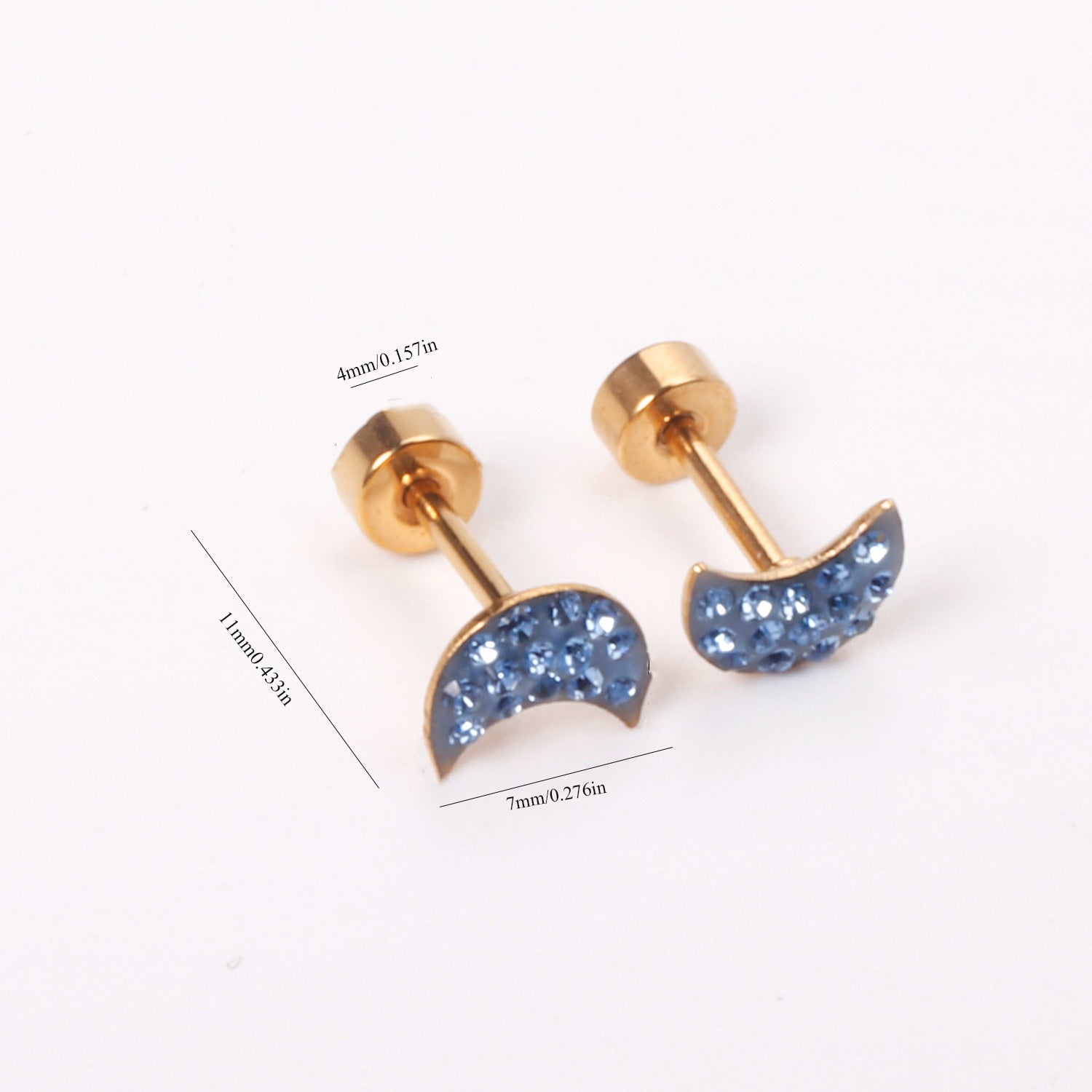 Damen Ohrstecker im Monddesign mit funkelnden Kristallen Shop Nory