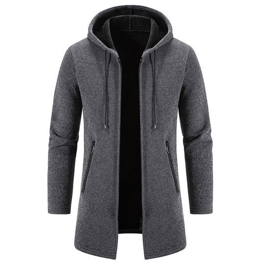 Herren praktische und stilvolle Fleecejacke mit Kapuze und Reißverschlusstaschen