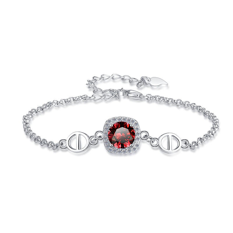 Damenarmband mit strahlend gelbem Kristall und funkelndem Zirkonia-Rahmen Shop Nory