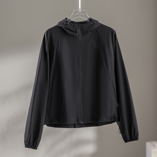 Damen Ultraleichte atmungsaktive Kapuzenjacke mit Raglanärmeln und Reißverschlusstaschen Shop Nory