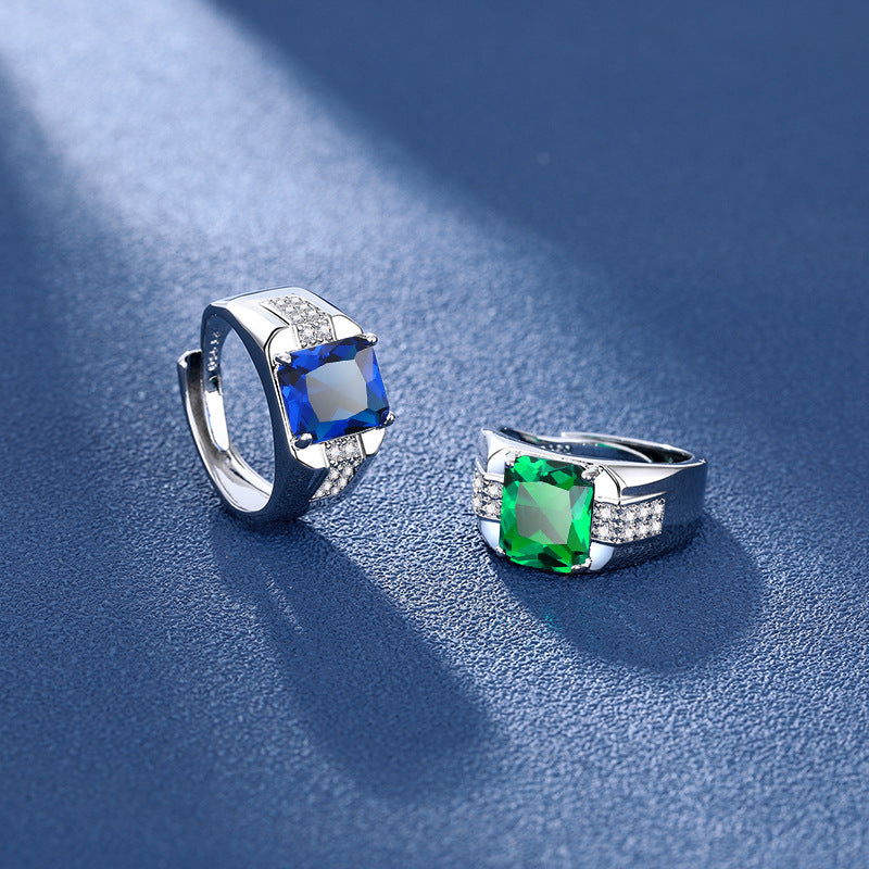 Damen eleganter Ring mit prächtigem quadratischem Edelstein und funkelnden Zirkonia Shop Nory