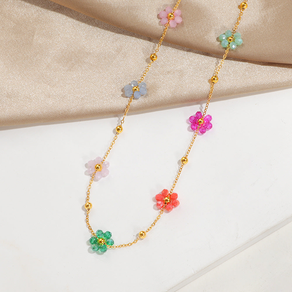 Damen Floral Charm Perlen Halskette Shop Nory
