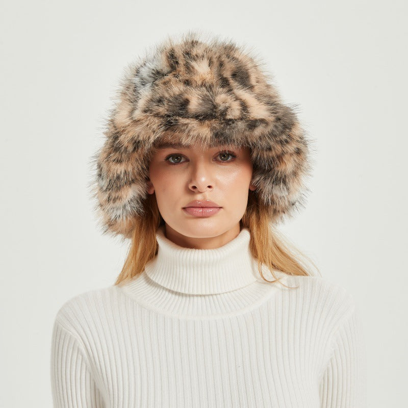 Damen Flauschiger Kunstpelz-Eimerhut mit breiter Krempe und wärmendem Teddyfutter Shop Nory