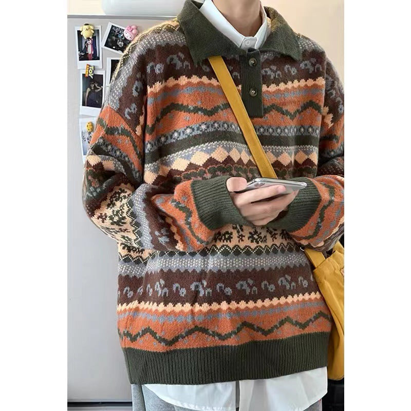 Damen Gemütlicher Strickpullover im ethnischen Muster Shop Nory