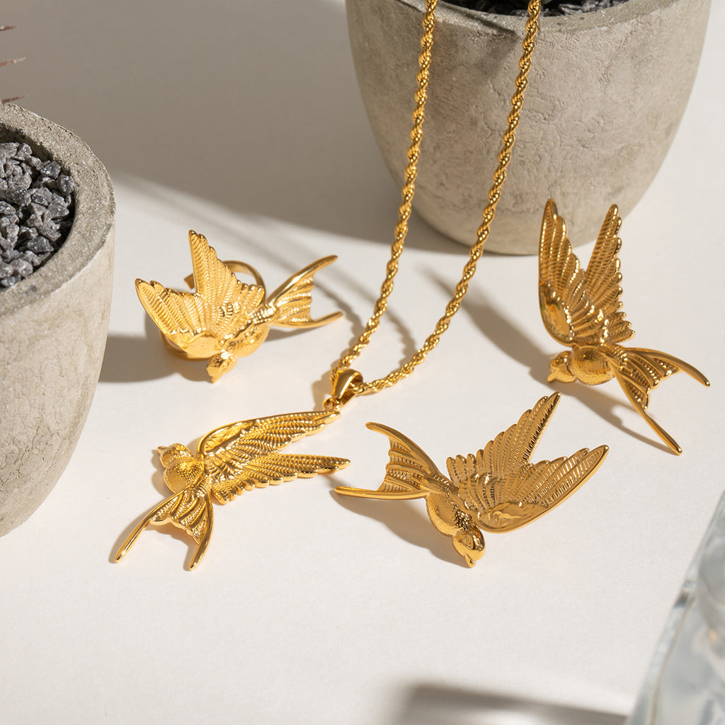 Damen Ohrhänger im eleganten Vogelmotiv aus hypoallergenem Edelstahl Shop Nory
